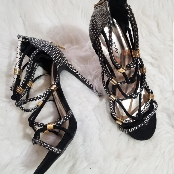 bebe Shoes - Bebe stilettos strappy animal print heels.  Size 8